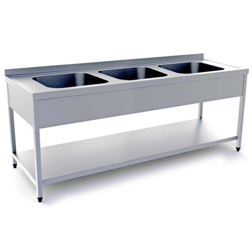 Dominox Λάντζα Ανοιχτή με 3 Γούρνες 280x70x86 εκ Κωδικός: LA-TR-280