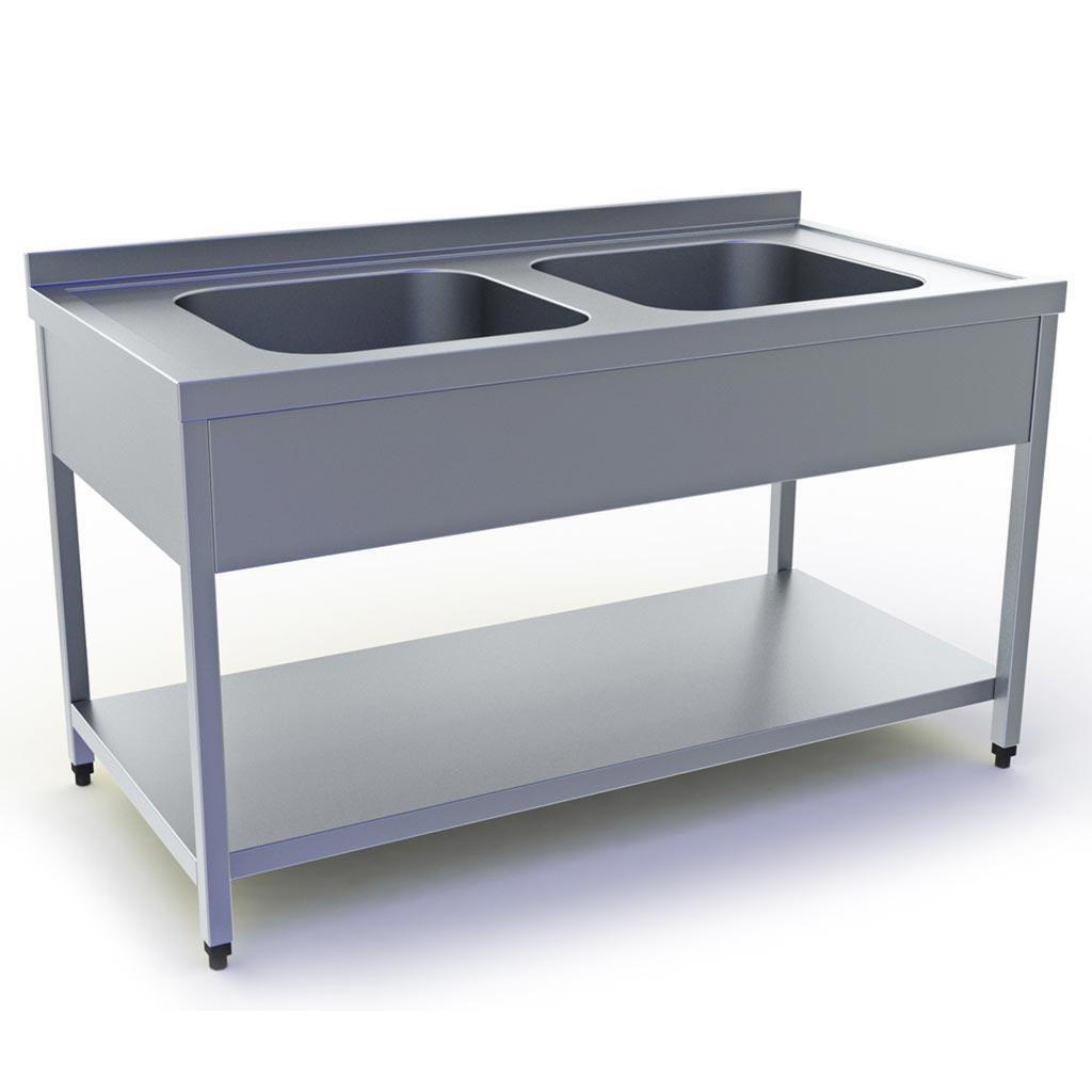 Dominox Λάντζα Ανοιχτή Διπλή LA-DI-200 με δύο γούρνες 220x70x86 εκ.