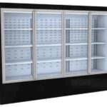Βιτρίνα Self Service Μαναβικής ΙΝΟΧ 304 με στοιχείο κάτω και ανοιγόμενες κρυστάλλινες πόρτες 300Χ85Χ
