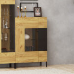 Βιτρίνα Santes Χρυσό Δρυς-Γραφίτης 90x42x134.50cm