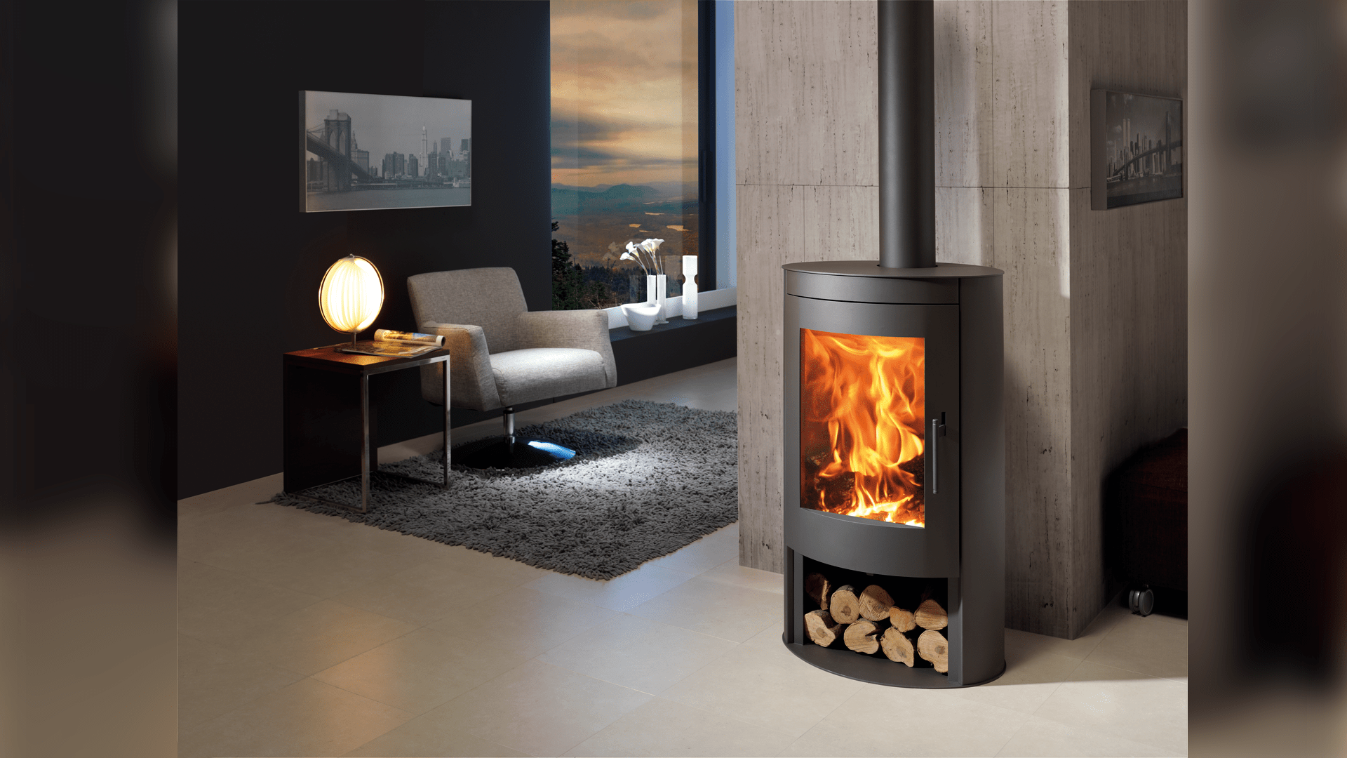 Panadero Oval Ecodesign Χαλύβδινη Ξυλόσομπα 8.7 kW Μαύρη