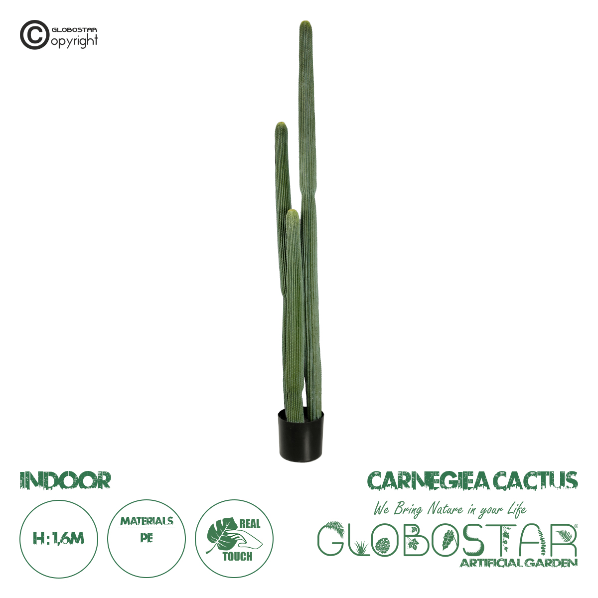 GloboStar® Artificial Garden CARNEGIEA CACTUS 20123 Τεχνητό Διακοσμητικό Φυτό Κάκτος Σαγκουάρο Υ160cm