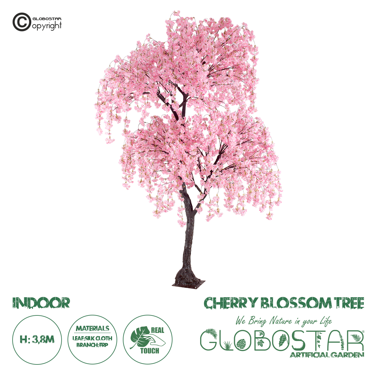 GloboStar® Artificial Garden CHERRY BLOSSOM TREE 20166 Τεχνητό Διακοσμητικό Δέντρο Άνθος Κερασιάς Υ380cm