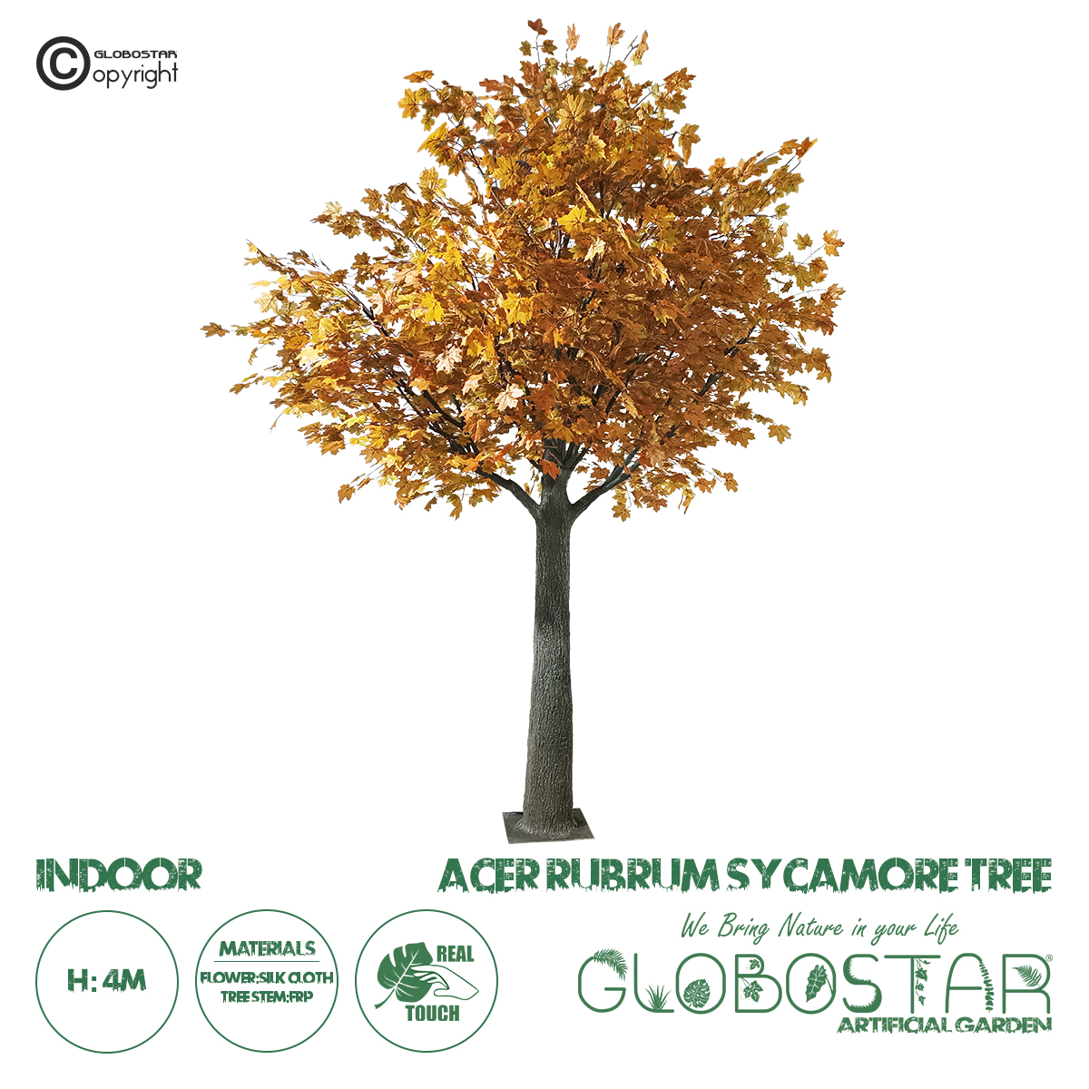 GloboStar® Artificial Garden ACER RUBRUM SYCAMORE TREE 20437 Τεχνητό Διακοσμητικό Δέντρο Κόκκινος Σφένδαμος Υ400cm