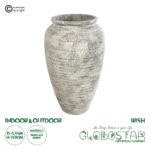 GloboStar® Artificial Garden IRISH 20721 Επιδαπέδιο Πολυεστερικό Τσιμεντένιο Κασπώ Γλάστρα - Flower Pot Λευκό με Μπεζ Φ55 x Υ90cm