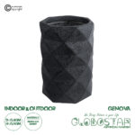 GloboStar® Artificial Garden GENOVA 20725 Επιδαπέδιο Πολυεστερικό Τσιμεντένιο Κασπώ Γλάστρα - Flower Pot Μαύρο Φ40 x Υ90cm