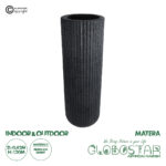 GloboStar® Artificial Garden MATERA 20733 Επιδαπέδιο Πολυεστερικό Τσιμεντένιο Κασπώ Γλάστρα - Flower Pot Μαύρο Φ42 x Υ120cm