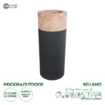 GloboStar® Artificial Garden BELLANO 20748 Επιδαπέδιο Πολυεστερικό Τσιμεντένιο Κασπώ Γλάστρα - Flower Pot Μαύρο με Καφέ Φ36 x Υ90cm