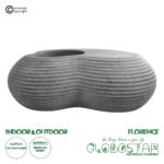 GloboStar® Artificial Garden FLORENCE 20751 Επιδαπέδιο Πολυεστερικό Τσιμεντένιο Κασπώ Γλάστρα - Flower Pot Γκρι Μ130 x Π90 x Υ48cm
