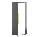 Ντουλάπα Μονόφυλλη Γωνιακή Alex 51x35/71x194εκ Γραφίτης-Λευκό