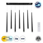 GLOBOSTAR® TEARS 61311 Μοντέρνο Κρεμαστό Φωτιστικό Οροφής LED 21W 2310lm 180° AC 220-240V IP20 Ρυθμιζόμενο Λευκό CCT με Χειριστήριο από 2700K έως 6000K Dimmable - Lumileds SMD Chip - Μαύρο Ματ - Μ70 x Π3.2 x Υ60cm - 3 Χρόνια Εγγύηση