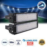 GLOBOSTAR® GOLIATH 90100-2 Προβολέας για Γήπεδα Tennis & Ποδοσφαίρου 5x5 LED 100W 15000lm 75°x135° SDCM<5 Fish Eye Lens AC 220-240V Αδιάβροχο IP65 IK08 Φυσικό Λευκό 5000K - Lumileds SMD Chip & Mean Well Driver - Μαύρο Ματ - Μ32 x Π12 x Υ18cm - 5 Χρόνια Εγγύηση