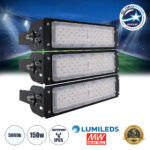 GLOBOSTAR® GOLIATH 90100-3 Προβολέας για Γήπεδα Tennis & Ποδοσφαίρου 5x5 LED 150W 22500lm 75°x135° SDCM<5 Fish Eye Lens AC 220-240V Αδιάβροχο IP65 IK08 Φυσικό Λευκό 5000K - Lumileds SMD Chip & Mean Well Driver - Μαύρο Ματ - Μ32 x Π12 x Υ27cm - 5 Χρόνια Εγγύηση