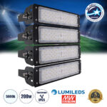 GLOBOSTAR® GOLIATH 90100-4 Προβολέας για Γήπεδα Tennis & Ποδοσφαίρου 5x5 LED 200W 30000lm 75°x135° SDCM<5 Fish Eye Lens AC 220-240V Αδιάβροχο IP65 IK08 Φυσικό Λευκό 5000K - Lumileds SMD Chip & Mean Well Driver - Μαύρο Ματ - Μ32 x Π12 x Υ36cm - 5 Χρόνια Εγγύηση