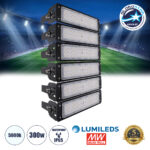 GLOBOSTAR® GOLIATH 90100-6 Προβολέας για Γήπεδα Tennis & Ποδοσφαίρου 5x5 LED 300W 45000lm 75°x135° SDCM<5 Fish Eye Lens AC 220-240V Αδιάβροχο IP65 IK08 Φυσικό Λευκό 5000K - Lumileds SMD Chip & Mean Well Driver - Μαύρο Ματ - Μ32 x Π12 x Υ54cm - 5 Χρόνια Εγγύηση
