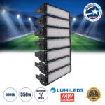 GLOBOSTAR® GOLIATH 90100-7 Προβολέας για Γήπεδα Tennis & Ποδοσφαίρου 5x5 LED 350W 52500lm 75°x135° SDCM<5 Fish Eye Lens AC 220-240V Αδιάβροχο IP65 IK08 Φυσικό Λευκό 5000K - Lumileds SMD Chip & Mean Well Driver - Μαύρο Ματ - Μ32 x Π12 x Υ63cm - 5 Χρόνια Εγγύηση