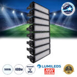 GLOBOSTAR® GOLIATH 90100-8 Προβολέας για Γήπεδα Tennis & Ποδοσφαίρου 5x5 LED 400W 60000lm 75°x135° SDCM<5 Fish Eye Lens AC 220-240V Αδιάβροχο IP65 IK08 Φυσικό Λευκό 5000K - Lumileds SMD Chip & Mean Well Driver - Μαύρο Ματ - Μ32 x Π12 x Υ72cm - 5 Χρόνια Εγγύηση