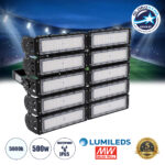 GLOBOSTAR® GOLIATH 90104 Προβολέας για Γήπεδα Tennis & Ποδοσφαίρου 5x5 LED 500W 75000lm 75°x135° SDCM<5 Fish Eye Lens AC 220-240V Αδιάβροχο IP65 IK08 Φυσικό Λευκό 5000K - Lumileds SMD Chip & Mean Well Driver - Μαύρο Ματ - Μ62 x Π22 x Υ45cm - 5 Χρόνια Εγγύηση