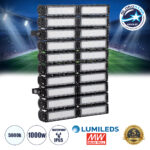 GLOBOSTAR® GOLIATH 90105 Προβολέας για Γήπεδα Tennis & Ποδοσφαίρου 5x5 LED 1000W 150000lm 75°x135° SDCM<5 Fish Eye Lens AC 220-240V Αδιάβροχο IP65 IK08 Φυσικό Λευκό 5000K - Lumileds SMD Chip & Mean Well Driver - Μαύρο Ματ - Μ62 x Π22 x Υ90cm - 5 Χρόνια Εγγύηση