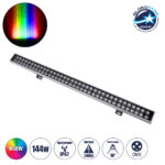 GLOBOSTAR® WASHERGAIA 90216 Μπάρα Φωτισμού Wall Washer LED 144W 12240lm 10° DC 24V Αδιάβροχο IP67 Πολύχρωμο RGBW Dimmable DMX512 - Bridgelux SMD Chip - Γκρι Ανθρακί - Μ100 x Π7.3 x Υ4.3cm - 3 Χρόνια Εγγύηση