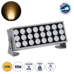 GLOBOSTAR® FLOODZENA 90219 Προβολέας Σποτ Wall Washer LED 60W 5400lm 3° DC 24V Αδιάβροχο IP65 Θερμό Λευκό 2700K Dimmable - CREE XPE Chip - Γκρι Ανθρακί Μ37 x Π9 x Υ26.5cm - 3 Χρόνια Εγγύηση