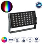 GLOBOSTAR® FLOODZANA 90559 Προβολέας Σποτ Wall Washer LED 100W 8000lm 30° DC 24V Αδιάβροχο IP65 Πολύχρωμο RGBW Dimmable DMX512 - Bridgelux SMD Chip - Γκρι Ανθρακί - Μ45.5 x Π28 x Υ10cm - 3 Χρόνια Εγγύηση
