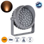 GLOBOSTAR® FLOODMENA 90338 Προβολέας Σποτ Wall Washer με Αντιθαμβωτική Γρίλια LED 48W 4080lm 30° AC 220-240V Αδιάβροχο IP67 Ultra Θερμό Λευκό 2200K - Bridgelux SMD Chip - Γκρι Ανθρακί - Μ26 x Π20 x Υ28.5cm - 3 Χρόνια Εγγύηση