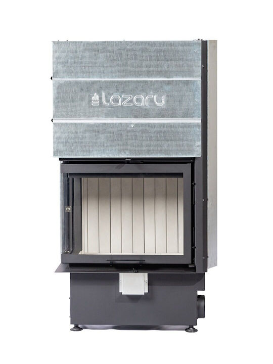 Lazaru e-Corner 80/51 Ενεργειακό Τζάκι Ξύλου Αερόθερμο 12kW Αριστερή Γωνία με Συρόμενη Ανοιγόμενη Πό