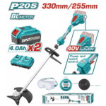 TOTAL ΕΠΑΓΓ. ΘΑΜΝΟΚΟΠΤΙΚΟ ΜΠΑΤ. Li-ion 40V / 4Ah / 2 ΜΠΑΤΑΡΙΕΣ BL Motor (TSTLI200285)