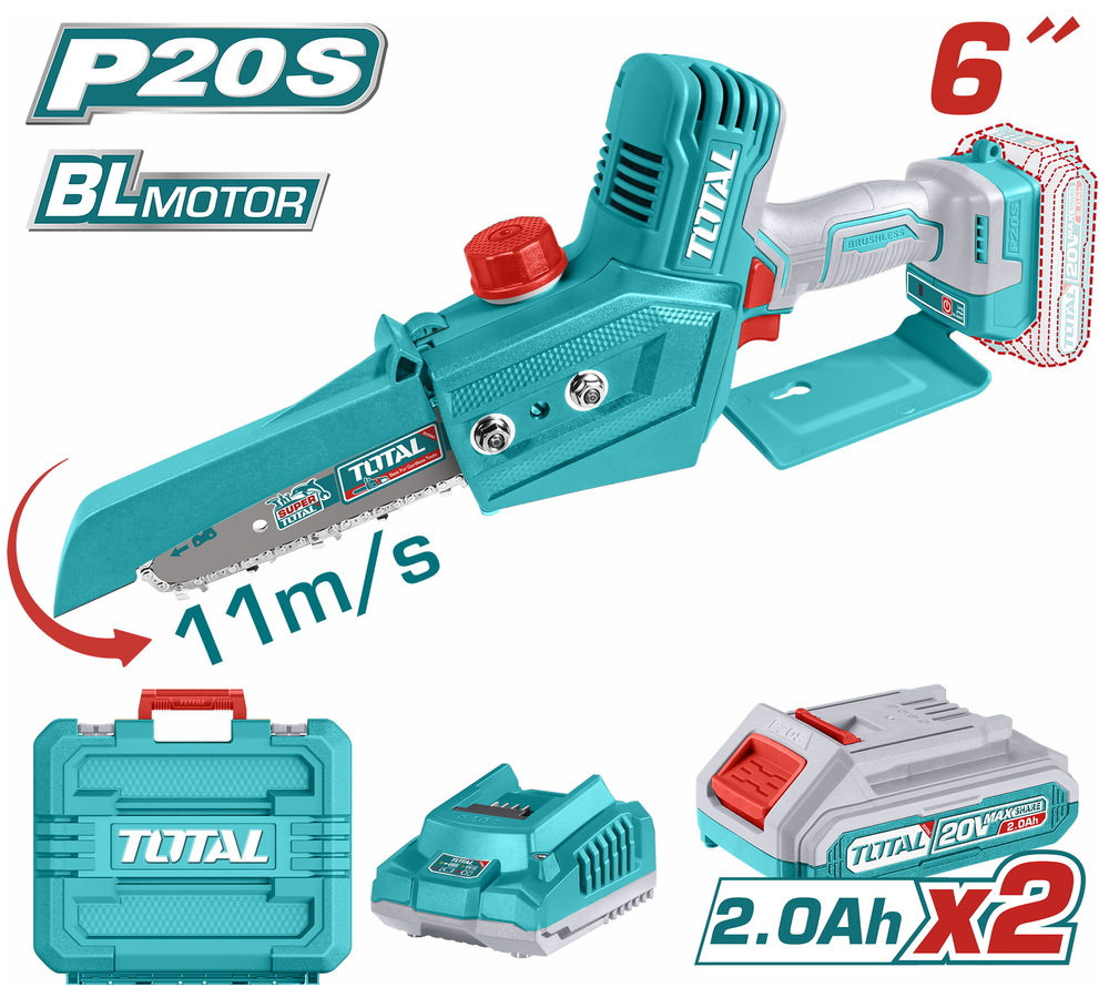 TOTAL ΣΕΤ ΕΠΑΓΓ. ΑΛΥΣΟΠΡΙΟΝΟ ΚΛΑΔ ΜΠΑΤ. Li-ion 20V / 2Ah / 2 ΜΠΑΤ ΣΕ ΒΑΛΙΤΣΑ BL Motor (TGSLI20686)