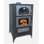 Thermosteel B2-Θερμάστρα ξύλου με φούρνο για σύνδεση με καλοριφέρ 35,3 kw σε μαύρο-γκρι