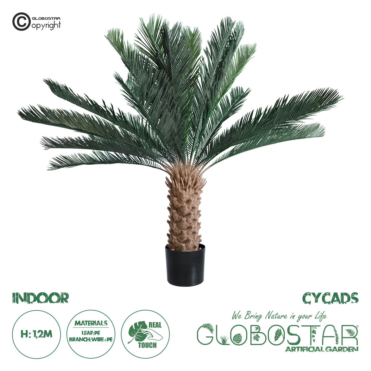 GloboStar® Artificial Garden CYCADS 20022 Τεχνητό Διακοσμητικό Φυτό Αρωματική Κύκας Υ120cm
