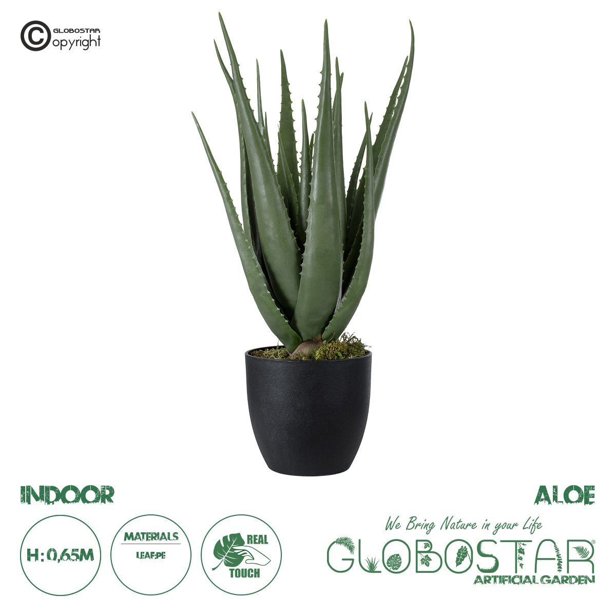 GloboStar® Artificial Garden ALOE 20066 Τεχνητό Διακοσμητικό Φυτό Αλόη Υ65cm