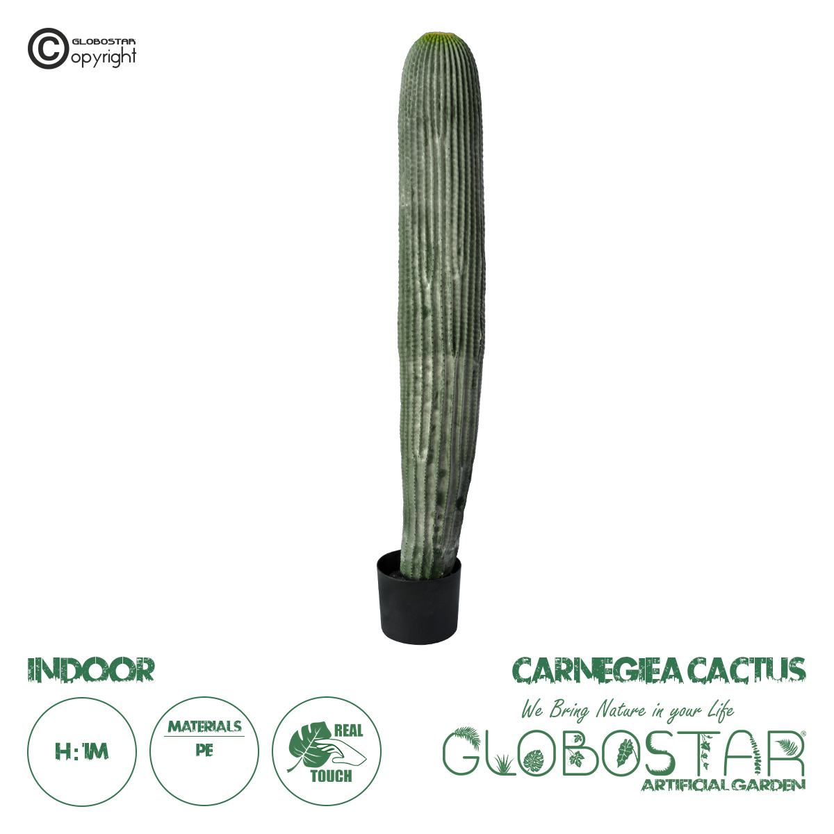 GloboStar® Artificial Garden CARNEGIEA CACTUS 20126 Τεχνητό Διακοσμητικό Φυτό Κάκτος Σαγκουάρο Υ100cm
