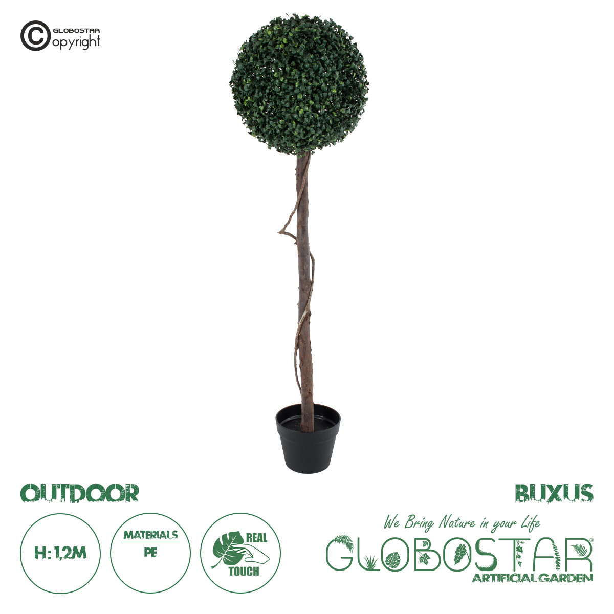 GloboStar® Artificial Garden BUXUS 20407 Τεχνητό Διακοσμητικό Φυτό Πυξός Υ120cm