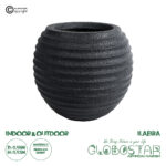 GloboStar® Artificial Garden ILAEIRA 20713 Επιδαπέδιο Πολυεστερικό Τσιμεντένιο Κασπώ Γλάστρα - Flower Pot Μαύρο Φ58 x Υ53cm