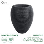 GloboStar® Artificial Garden NASHVILLE 20716 Επιδαπέδιο Πολυεστερικό Τσιμεντένιο Κασπώ Γλάστρα - Flower Pot Μαύρο Φ40 x Υ50cm
