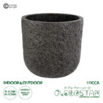 GloboStar® Artificial Garden LUCCA 20756 Επιδαπέδιο Πολυεστερικό Τσιμεντένιο Κασπώ Γλάστρα - Flower Pot Καφέ Φ31 x Υ28cm