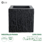 GloboStar® Artificial Garden CATALONIA 20767 Επιδαπέδιο Πολυεστερικό Τσιμεντένιο Κασπώ Γλάστρα - Flower Pot Μαύρο Μ30 x Π30 x Υ30cm