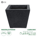 GloboStar® Artificial Garden KARRASPIO 20770 Επιδαπέδιο Πολυεστερικό Τσιμεντένιο Κασπώ Γλάστρα - Flower Pot Μαύρο Μ34 x Π34 x Υ30cm