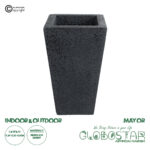 GloboStar® Artificial Garden MAYOR 20771 Επιδαπέδιο Πολυεστερικό Τσιμεντένιο Κασπώ Γλάστρα - Flower Pot Μαύρο Μ30 x Π30 x Υ50cm