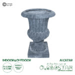 GloboStar® Artificial Garden ALCAZAR 20778 Επιδαπέδιο Πολυεστερικό Τσιμεντένιο Κασπώ Γλάστρα - Flower Pot Γκρι Φ38 x Υ51cm