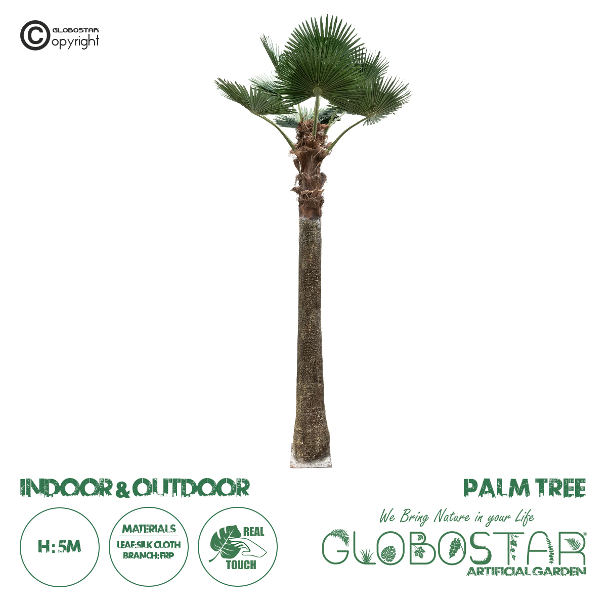 GloboStar® Artificial Garden PLANT PALM TREE 21056 Διακοσμητικό Δέντρο Φοίνικα Φ240 x Υ500cm