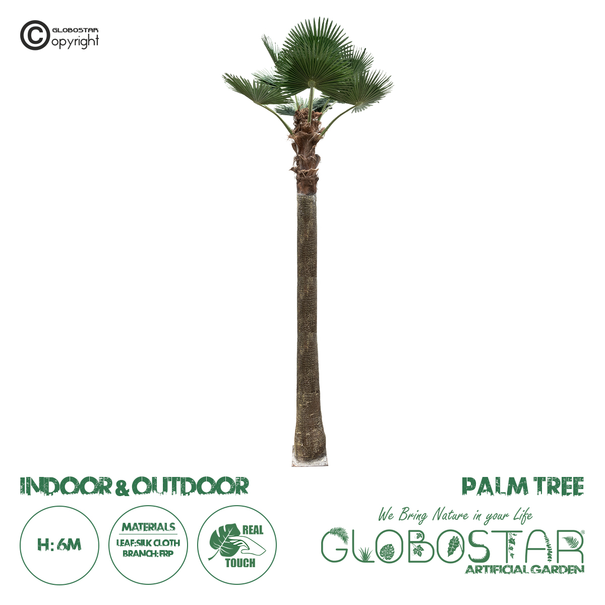 GloboStar® Artificial Garden PLANT PALM TREE 21057 Διακοσμητικό Δέντρο Φοίνικα Φ240 x Υ600cm