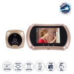 GloboStar® 86066 Επαναφορτιζόμενη Ψηφιακή Έξυπνη Camera Εξώπορτας 90° Μοιρών με Έγχρωμη Οθόνη 3.5" Inches - USB - Νυχτερινή Όραση με LED IR - Κουδούνι - Χρυσό