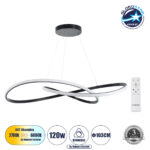 GLOBOSTAR® DEXTER 60917 Μοντέρνο Κρεμαστό Φωτιστικό Οροφής LED 120W 13440lm 300° AC 220-240V IP20 Ρυθμιζόμενο Λευκό CCT με Χειριστήριο από 2700K έως 6000K Dimmable - Lumileds SMD Chip - Μαύρο Ματ - Μ103 x Π103 x Υ22cm - 3 Χρόνια Εγγύηση