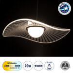 GLOBOSTAR® ACRYLICA 60974 Μοντέρνο Κρεμαστό Φωτιστικό Οροφής LED 20W 2240lm 360° AC 220-240V IP20 Ρυθμιζόμενο Λευκό CCT με On/Off 2700K/4500K/6000K - Lumileds SMD Chip - Διάφανο & Μαύρο Ματ - Μ40 x Π40 x Υ6.5cm - 3 Χρόνια Εγγύηση
