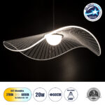 GLOBOSTAR® ACRYLICA 60975 Μοντέρνο Κρεμαστό Φωτιστικό Οροφής LED 20W 2240lm 360° AC 220-240V IP20 Ρυθμιζόμενο Λευκό CCT με On/Off 2700K/4500K/6000K - Lumileds SMD Chip - Διάφανο & Μαύρο Ματ - Μ60 x Π60 x Υ15cm - 3 Χρόνια Εγγύηση