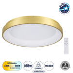 GLOBOSTAR® SALEM 61239 Μοντέρνο Φωτιστικό Οροφής LED 105W 12075lm 120° AC 220-240V IP20 Ρυθμιζόμενο Λευκό CCT με Χειριστήριο από 2700K έως 6000K Dimmable - Lumileds SMD Chip - Χρυσό - Μ60 x Π60 x Υ9.5cm - 3 Χρόνια Εγγύηση
