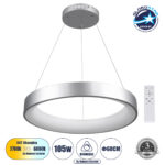 GLOBOSTAR® SALEM 61246 Μοντέρνο Κρεμαστό Φωτιστικό Οροφής LED 105W 12075lm 120° AC 220-240V IP20 Ρυθμιζόμενο Λευκό CCT με Χειριστήριο από 2700K έως 6000K Dimmable - Lumileds SMD Chip - Γκρι - Μ60 x Π60 x Υ6cm - 3 Χρόνια Εγγύηση